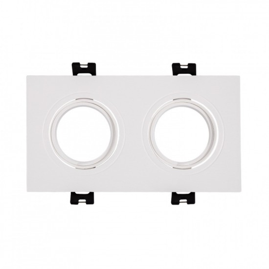 Aro Downlight Quadrado Basculante para duas Lámpada LED GU10 / GU5.3 Corte 75x150 mm