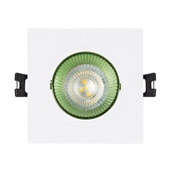 Aro Downlight Quadrado Basculante de Cores para Lâmpada LED GU10/GU5.3 Corte Ø80 mm