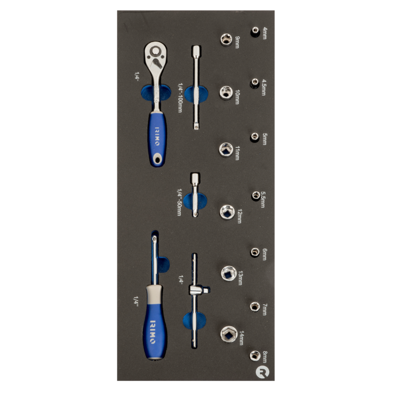 Inserções de espuma 1/3 com chaves de caixa 1/4 - 18 pcs