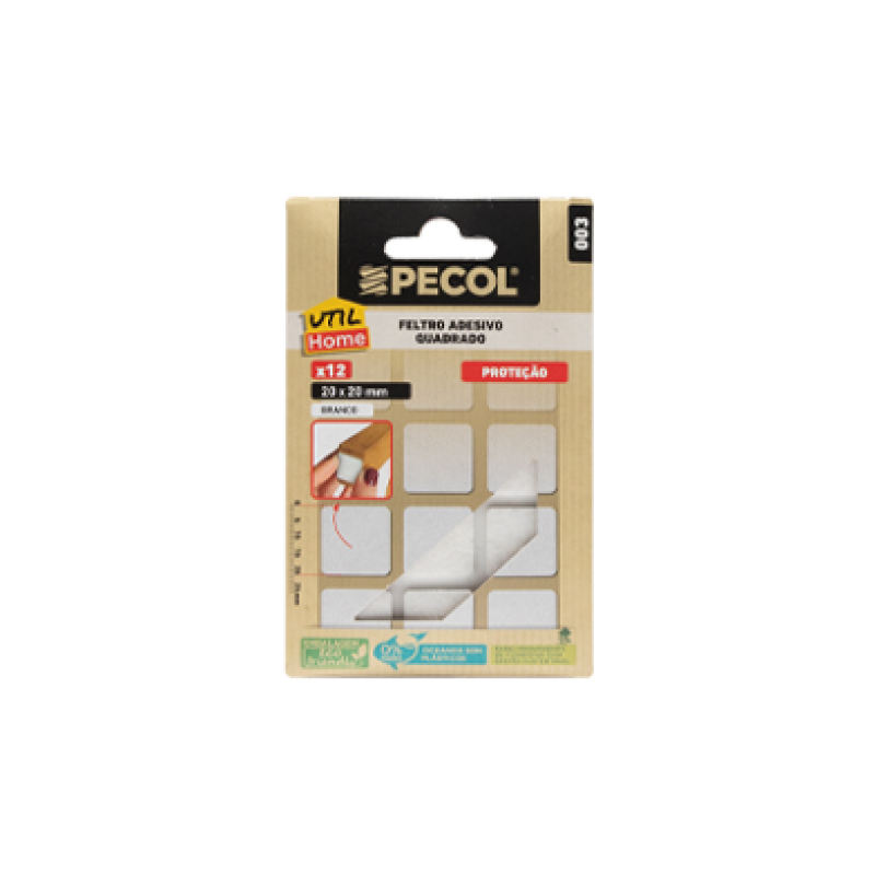 Feltro Adesivo Quadrado Branco 20x20mm PECOL UtilHome