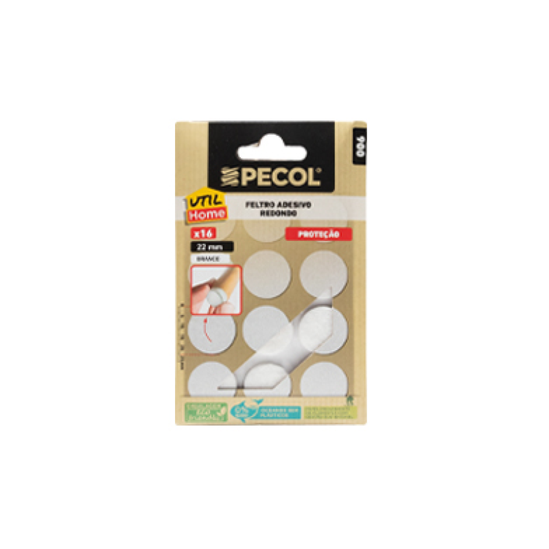 Feltro Adesivo Redondo Branco 22mm PECOL UtilHome