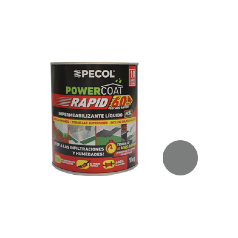 Impermeabilizante Líquido 1Kg PowerCoat RAPID Cinza Escuro PECOL