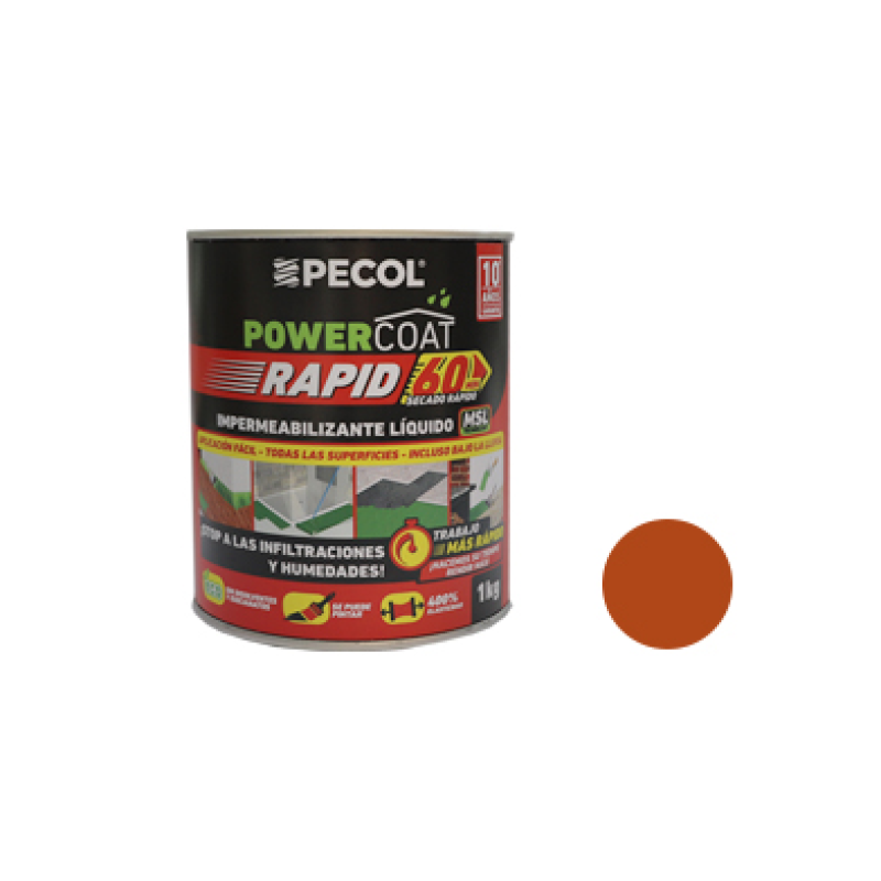 Impermeabilizante Líquido 1Kg PowerCoat RAPID Terracota PECOL