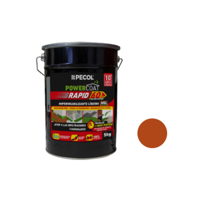 Impermeabilizante Líquido 5Kg PowerCoat RAPID Terracota PECOL