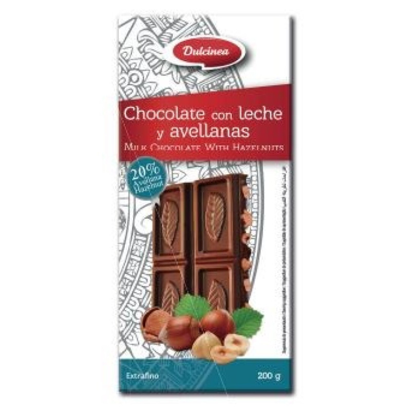 DULCINEA CHOCOLATE LEITE E AVELÃS TORRADAS INTEIRAS 200GRS