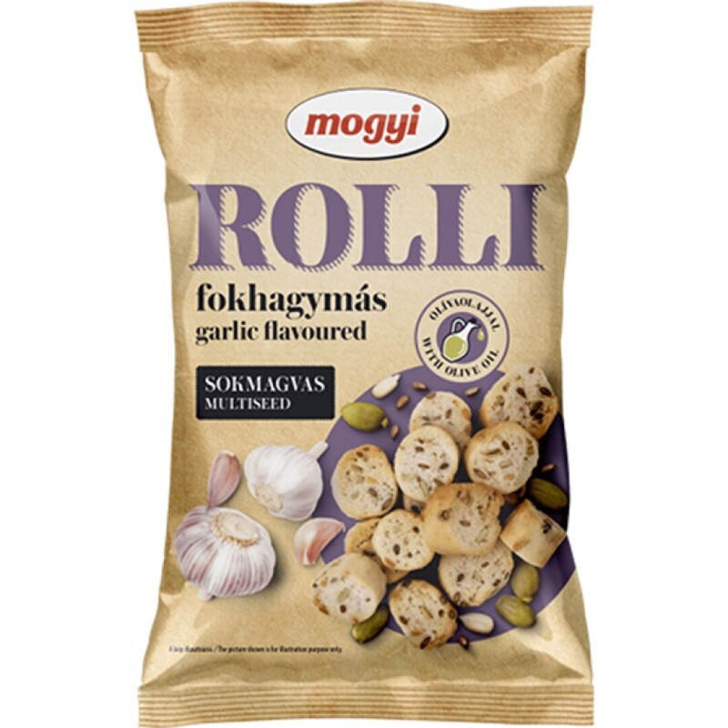 MINI TOSTA COM CEREAIS E SABOR ALHO MOGYI ROLLI 65GRS